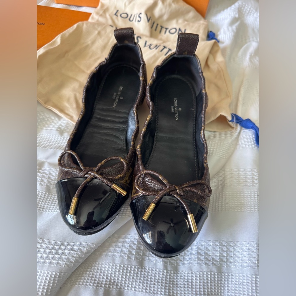 Authentic Louis Vuitton Brown black Monogram Ballet Flats size 36 - Picture 12 of 17